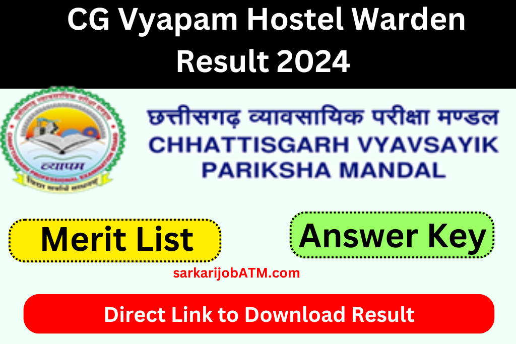 CG Vyapam Hostel Warden Result 2024